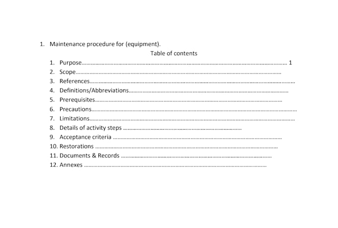 write mechanical maintenance sop